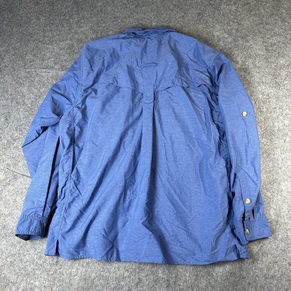 ExOfficio Shirt Mens XL Blue Vented Nylon Quick Dry Button Down Fishing Gorpcore - Picture 7 of 8